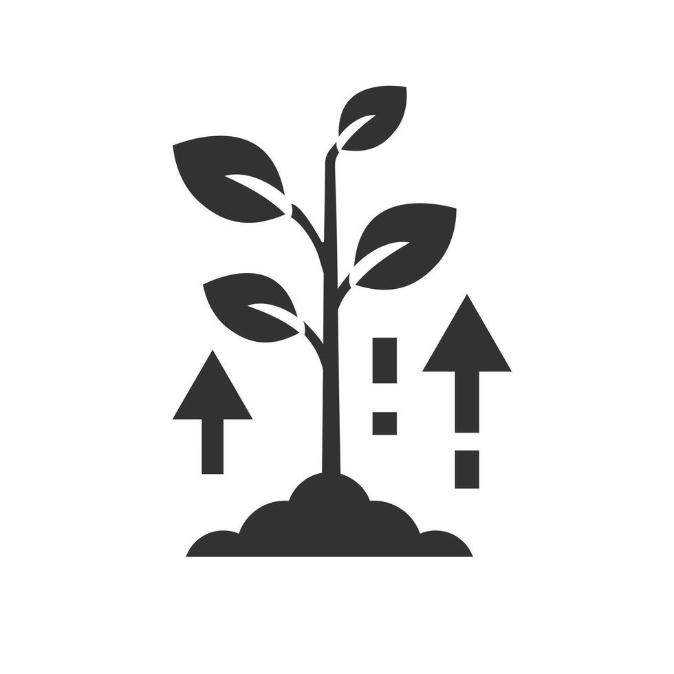 growing seedlings, intensive plant growth icon, horticulture, flat illustration vector