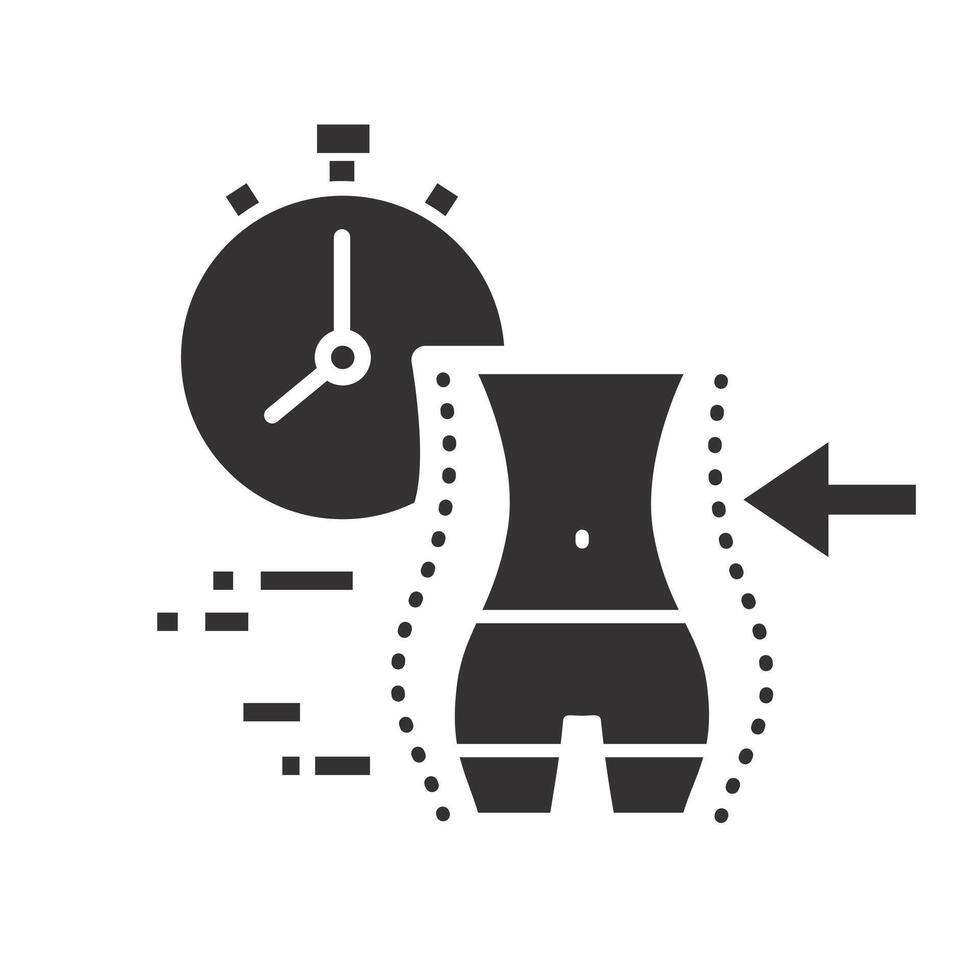 quick course of an ideal figure, fast weight loss, fat and slim figure icon, waist woman, fitness concept, flat illustration vector