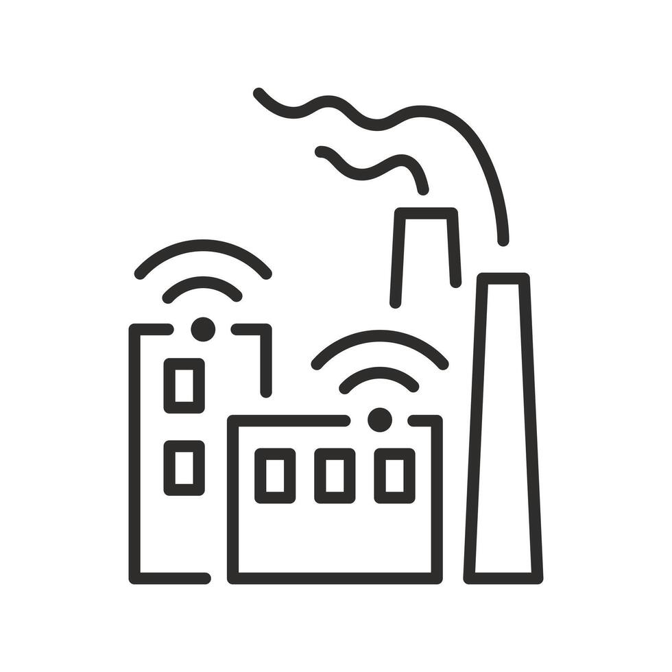 smart industry icon, digital factory production, automation manufacturing, thin line web symbol on white background - editable stroke illustration eps10 vector