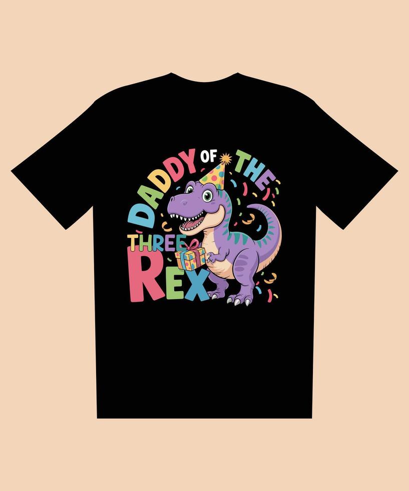 Dinosaur-themed Daddy of the Three Rex shirt vector