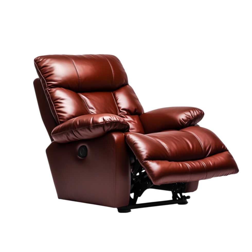 Comfortable Brown Leather Recliner Chair Perfect for Living Room Relaxation png