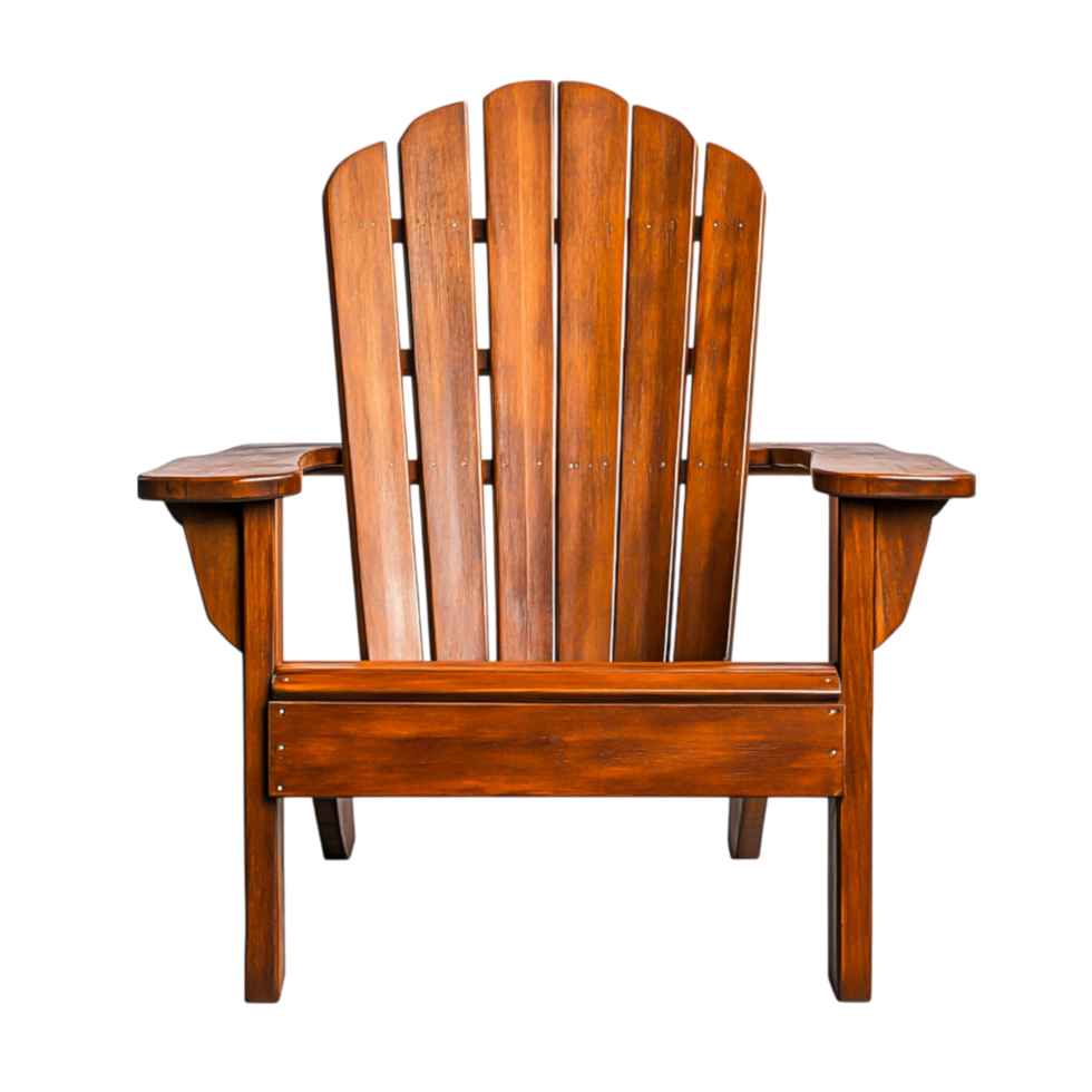 Classic Wooden Adirondack Chair in Rich Brown Stain png