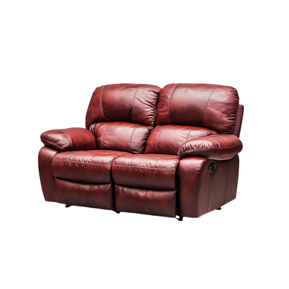 Comfortable Red Reclining Sofa Ideal for Cozy Living Room or Home Theater Setup png