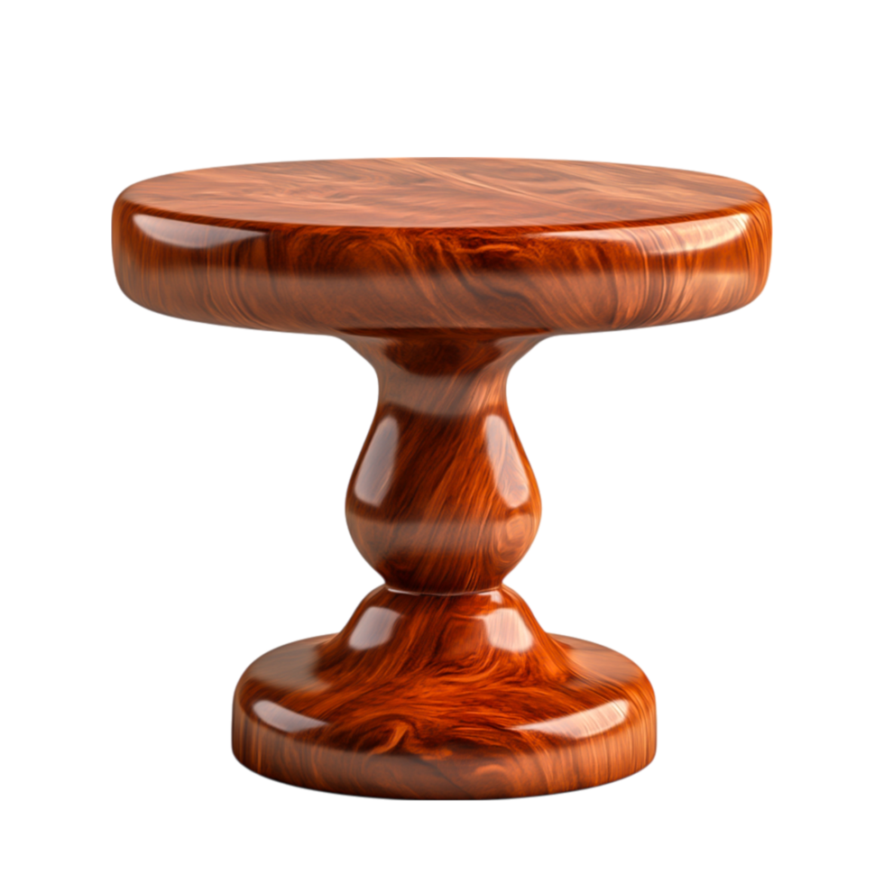 Elegant Wooden Side Table with Smooth Finish and Unique Swirl Pattern Design png