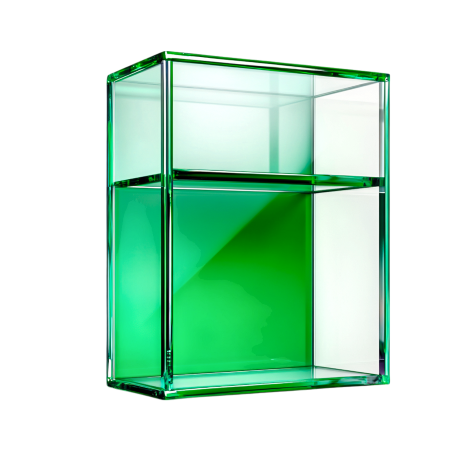 Modern Green Display Case with Transparent Glass Design for Stylish Home Decor png