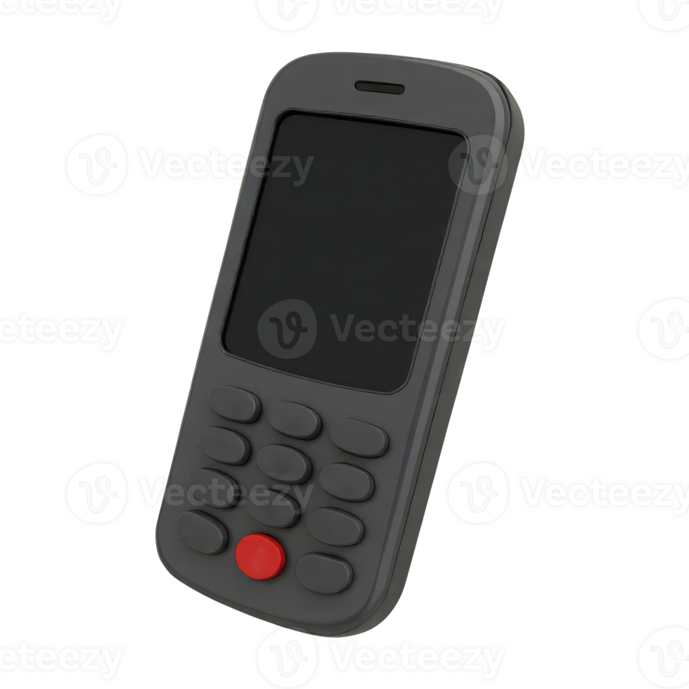 Simple Grey Retro Mobile Phone with Red Button png