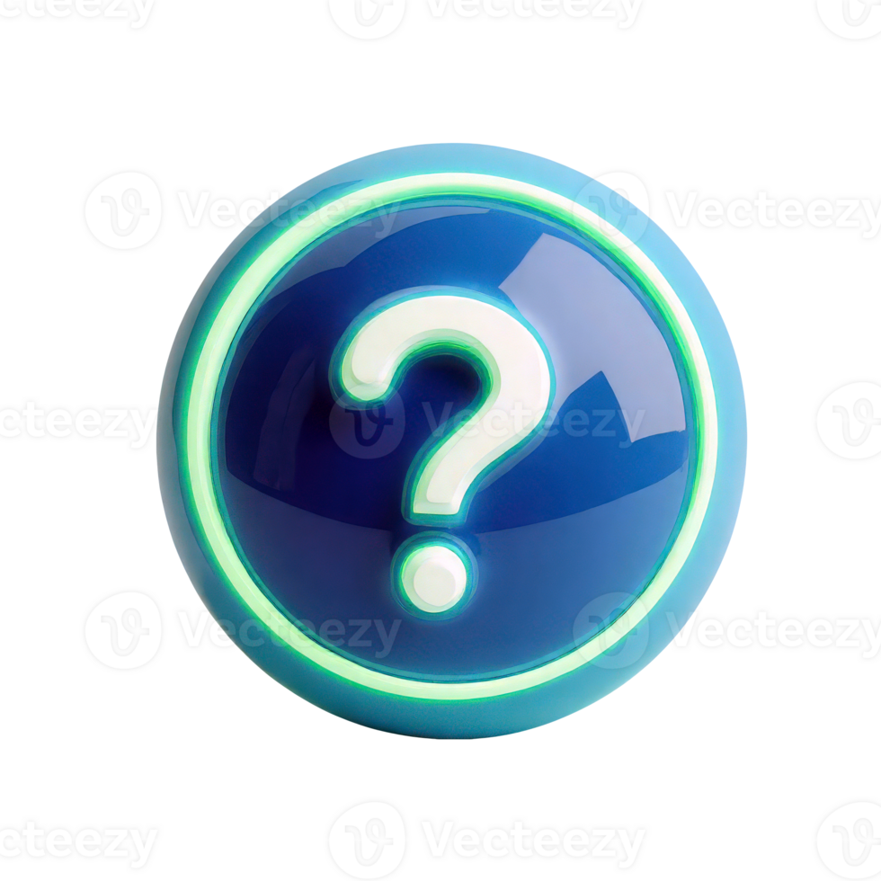 Glossy Blue Question Mark Icon with Green Glow png