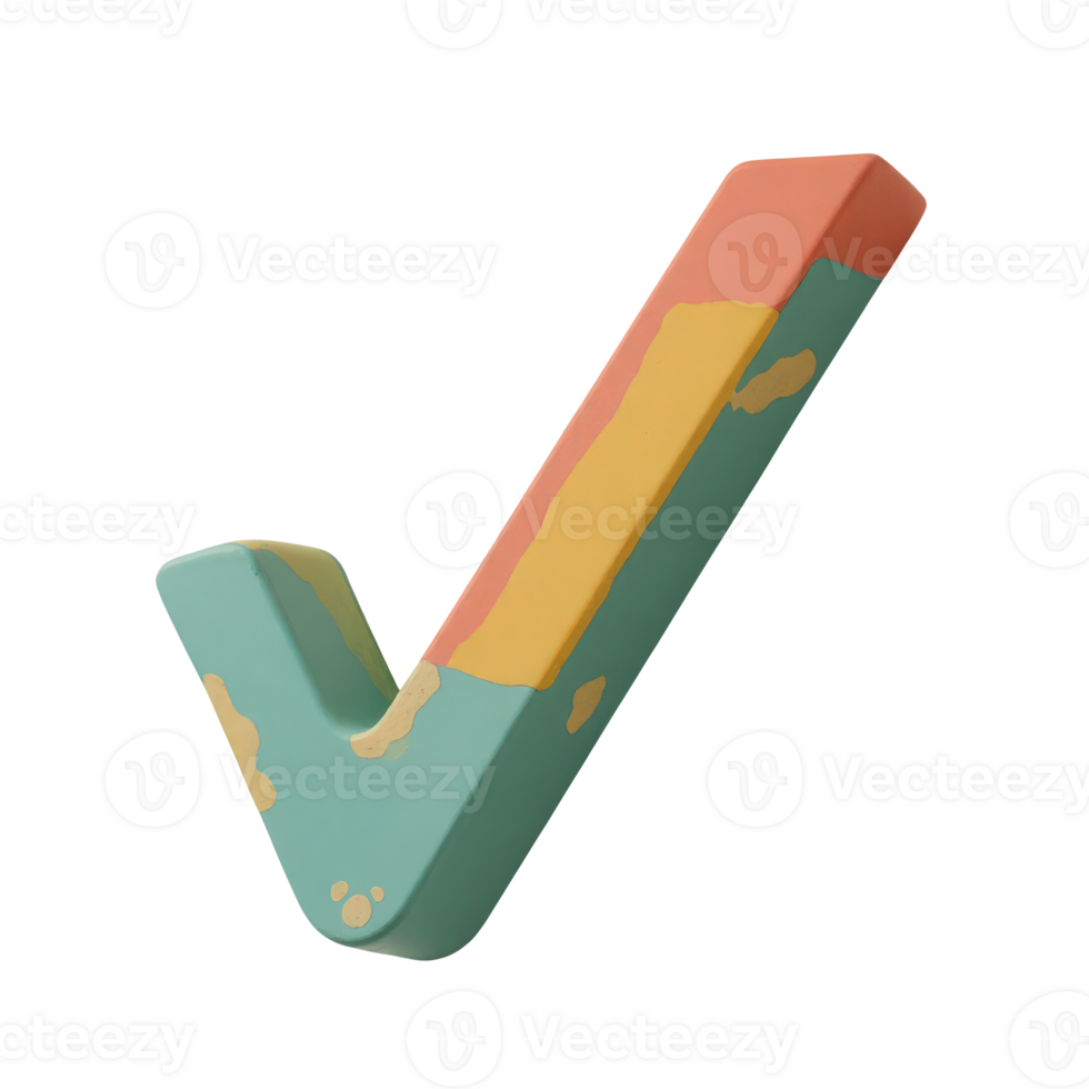 Colorful Textured 3D Check Mark Symbol png