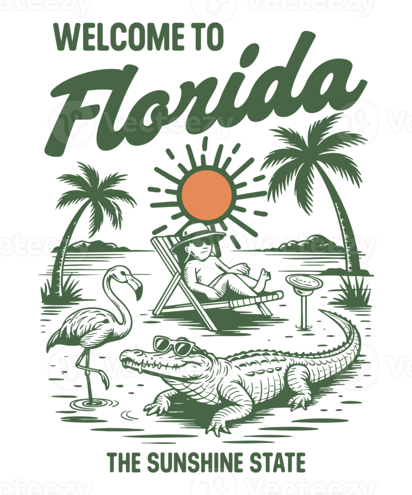 Florida The Sunshine State Retro T-shirt Design png