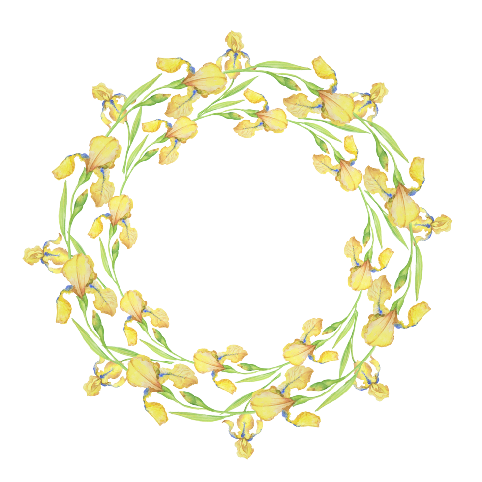 A wreath of yellow flowers is shown on a black background png