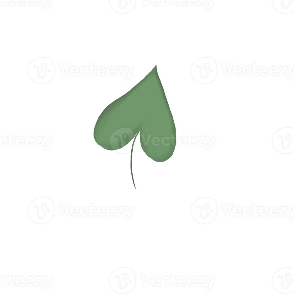 Heart-Shaped Green LeafHeart-Shaped Green Leaf Hand-Drawn Botanical Illustration png