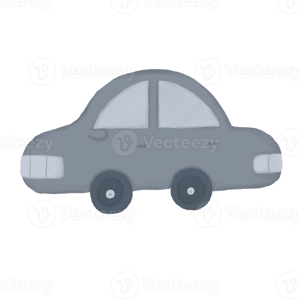 Cute Hand Drawn Gray Car Toys Illustration png