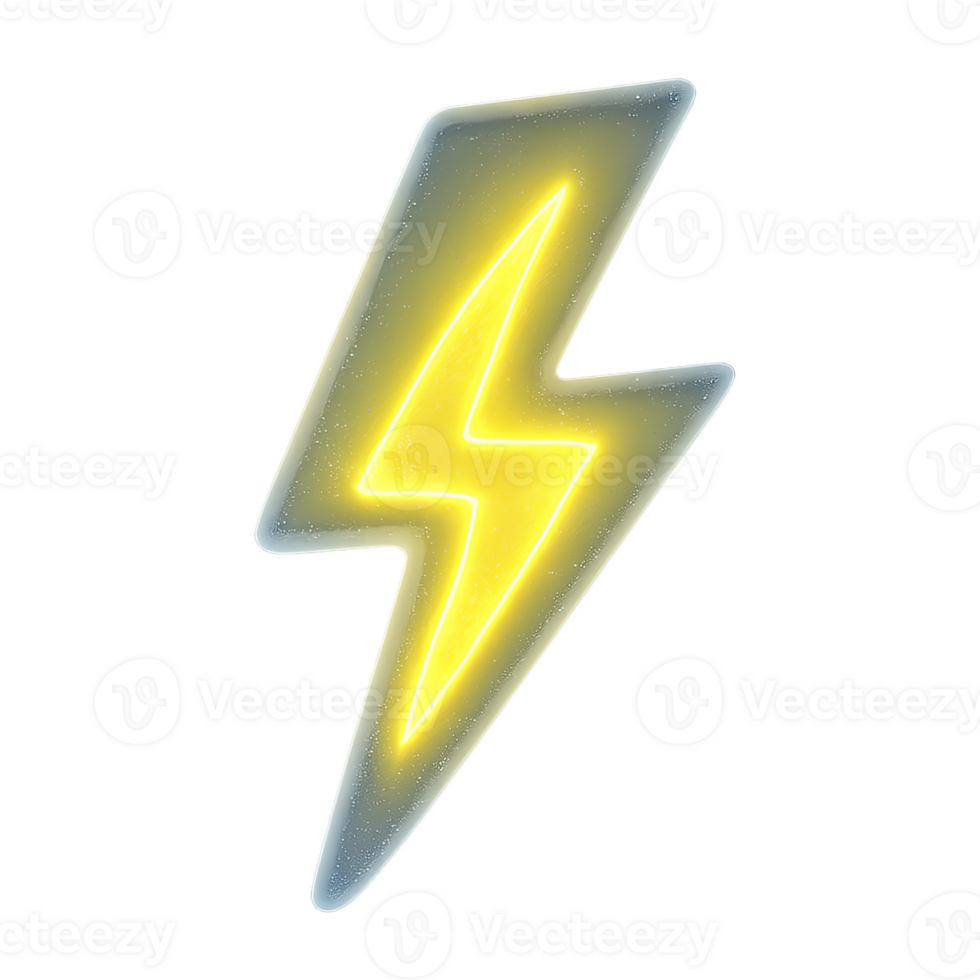 Yellow Neon Lightning Bolt within a Speckled Glass Icon png