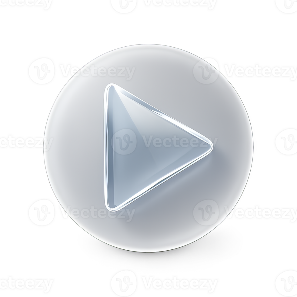 Glossy 3D Play Button Icon for Media Player Interface png