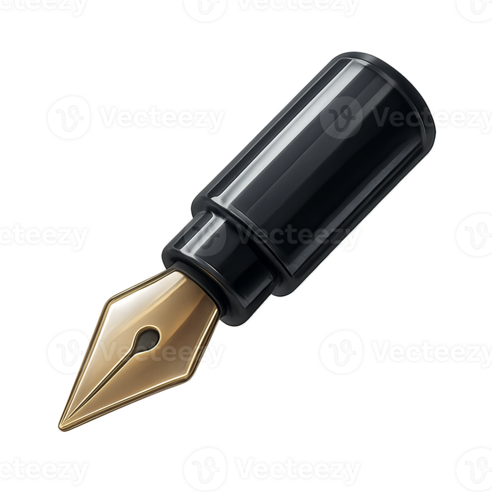 3D Icon of a Luxurious Fountain Pen with Gold Nib png
