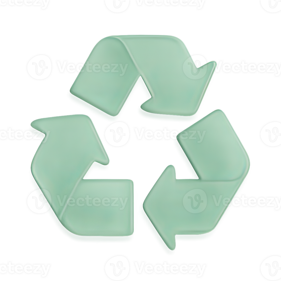 Minimalist 3D Recycling Symbol with Frosted Glass Effect png