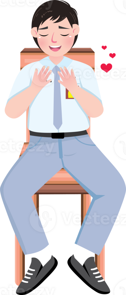 Positive Muslim Student Smiling with Self Appreciation png