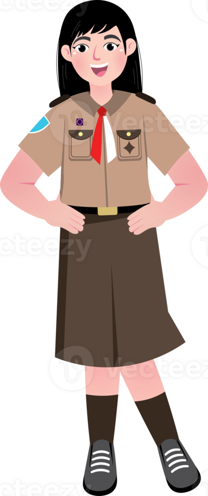 Courageous Young Scout Showing Strong Self-Esteem png