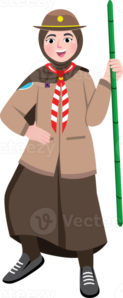 Scout Day, Scout Girl Holding Bamboo Stick png