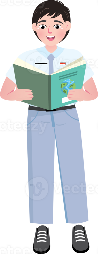 Focused Muslim Student Studying in School Library png