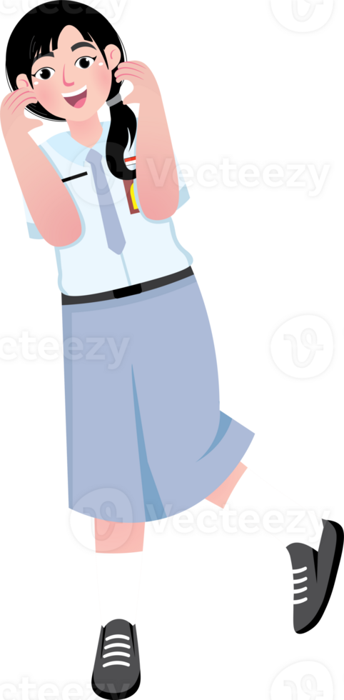 Senior High School Girl Making Finger Heart Sign png