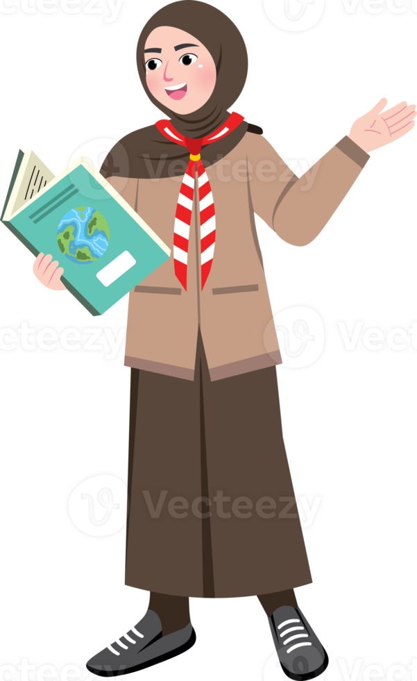 Scout Day, Scout Girl Holding Book png