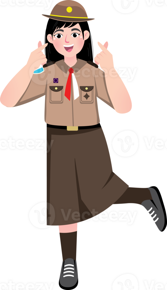 Scout, Scout Girl with Saranghaeyo Gesture png
