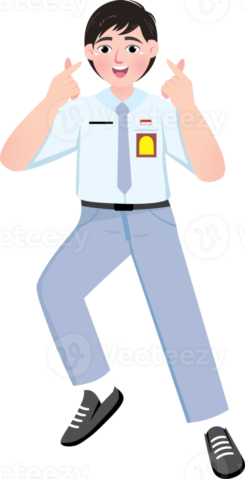 Playful High School Boy Doing K-Pop Style Hand Sign png