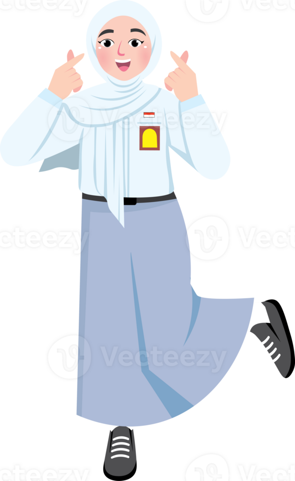 Cute Hijabi Teen Girl Making Korean Finger Heart png