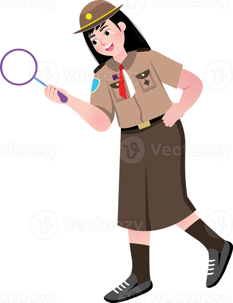 Inquisitive Scout Student Using Magnifier to Investigate png