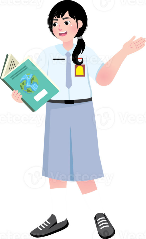 Confident Senior Schoolgirl Explaining Lesson to Classmates png