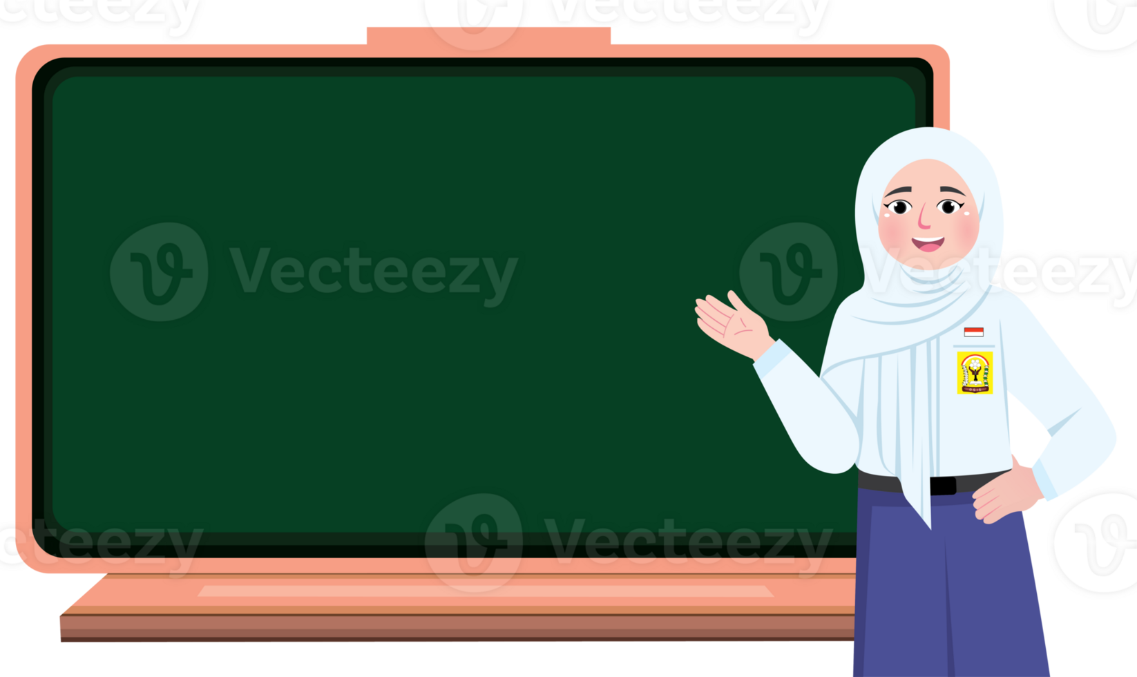 Hijab Girl Explaining Lesson on Classroom Whiteboard at Junior High School png