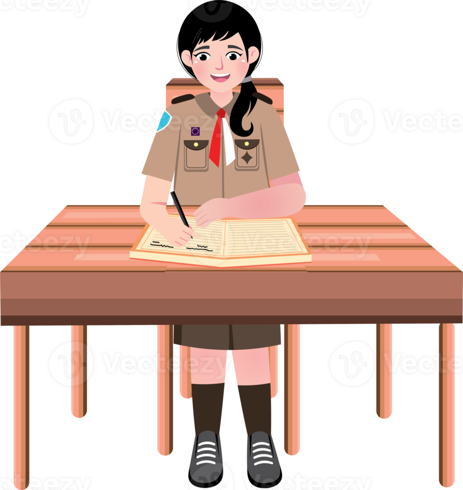 Scout Schoolgirl Writing Notes During Class png
