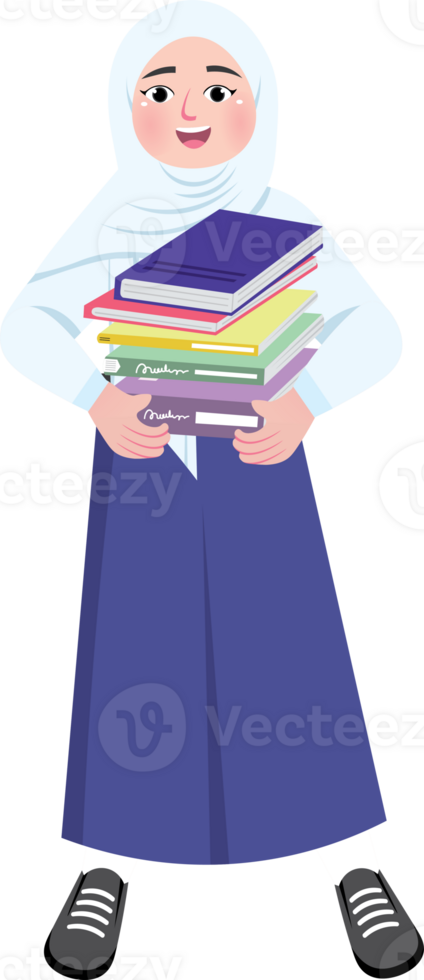 Junior High School Student Carrying Stack of Books png