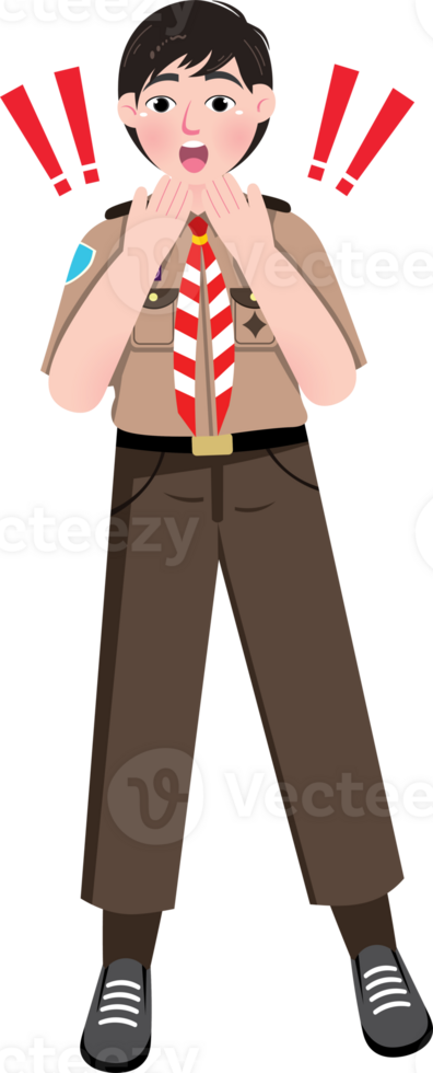 Scout Boy Looking Shocked by Unexpected Moment png