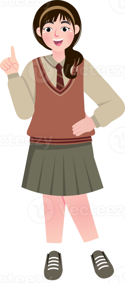 Playful Korean Girl Smiling During School Break png