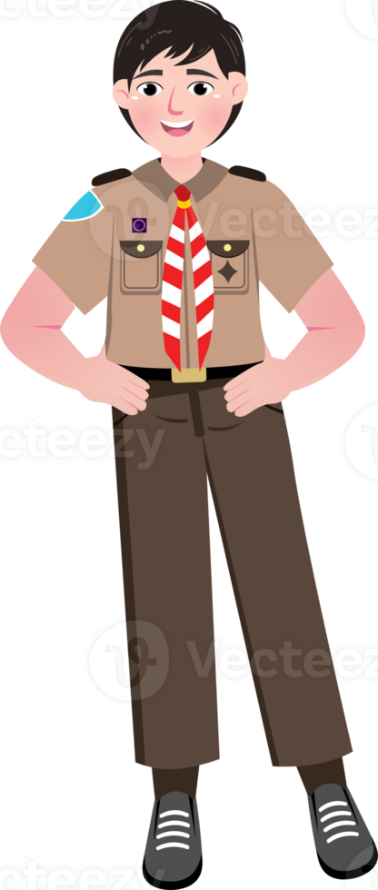 Scout Boy Standing Proudly with Confidence png