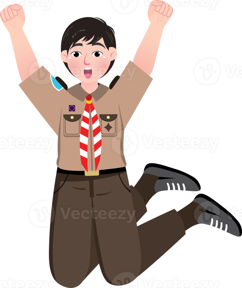 Scout Boy Jumping Energetically During Activity png