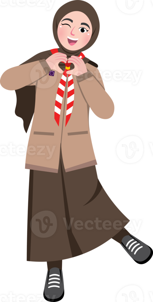 World Scout Day, Scout Girl with Love Sign png