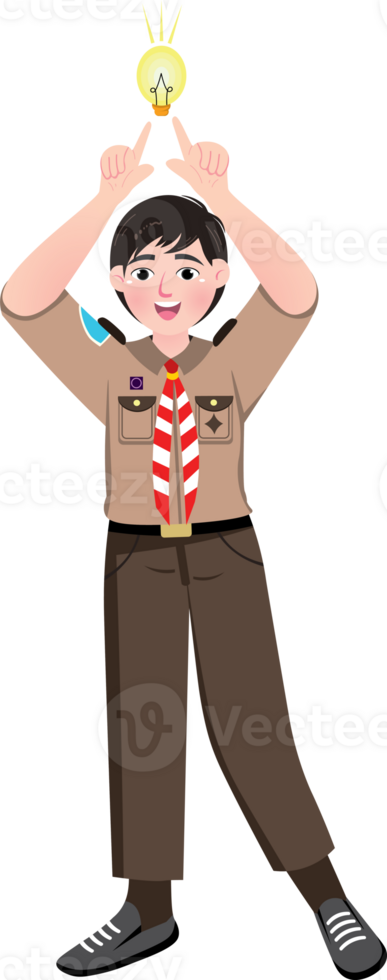 Scout Boy Getting a Bright Idea in Classroom png