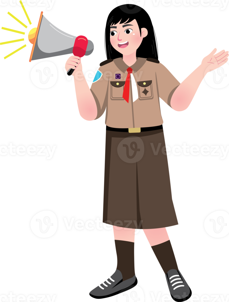 Scout Girl Speaking Through Microphone at School Event png
