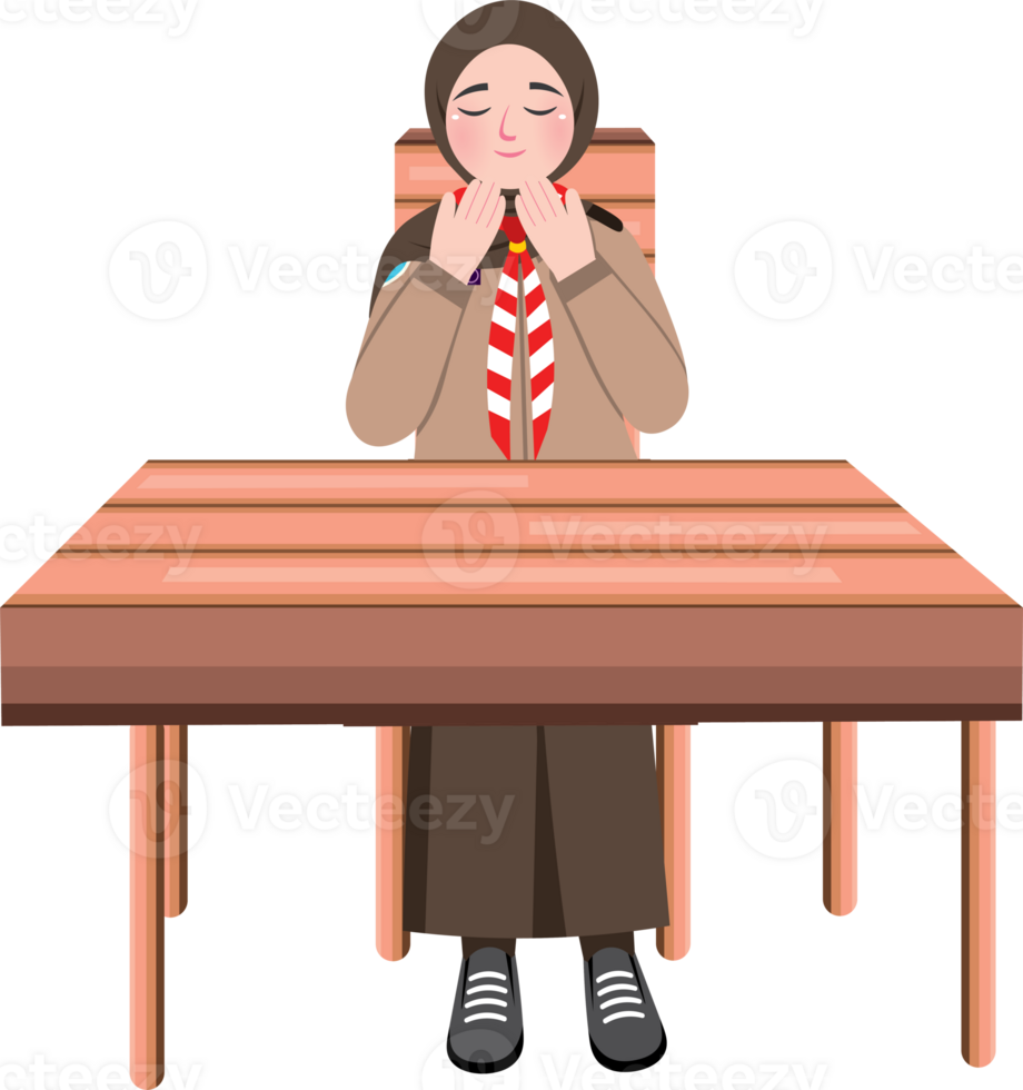 Scout Day, Scout Girl at Desk png