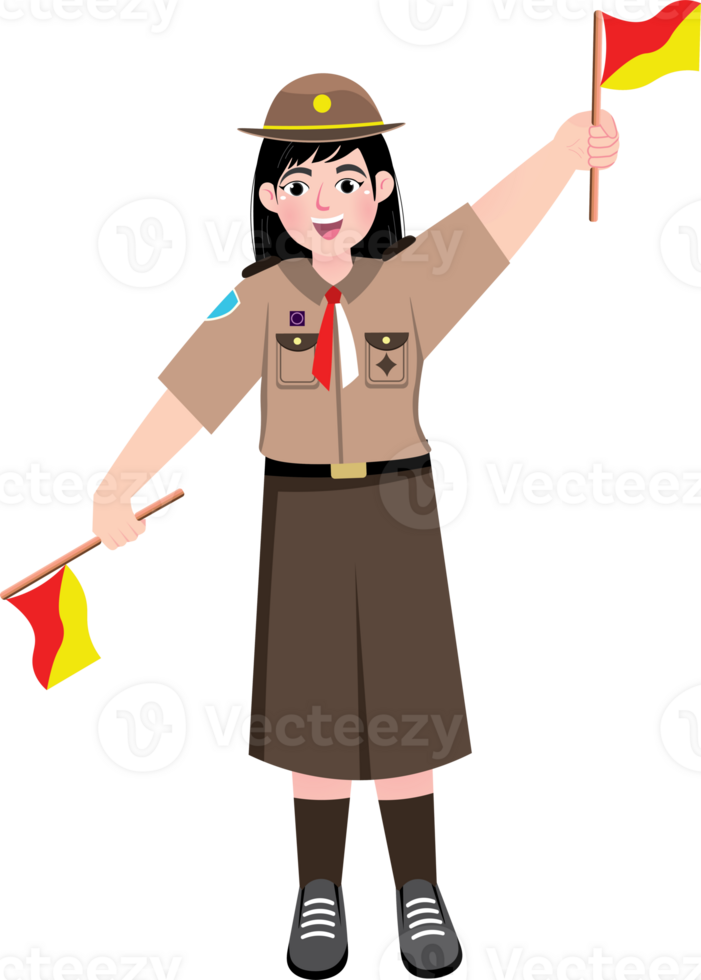 Scout Girl Carrying Flag with Pride During Ceremony png