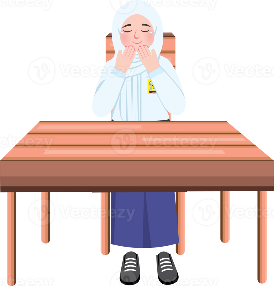 Junior High School Student Praying Before Study png