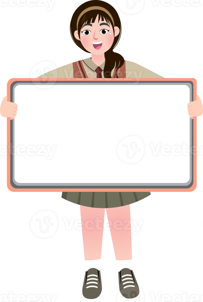 Korean Student Holding Blank Sign png