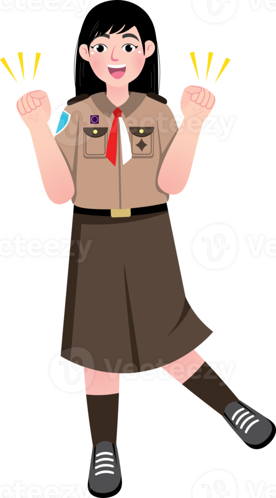 Motivated Scout Girl Showing Enthusiasm for Learning png