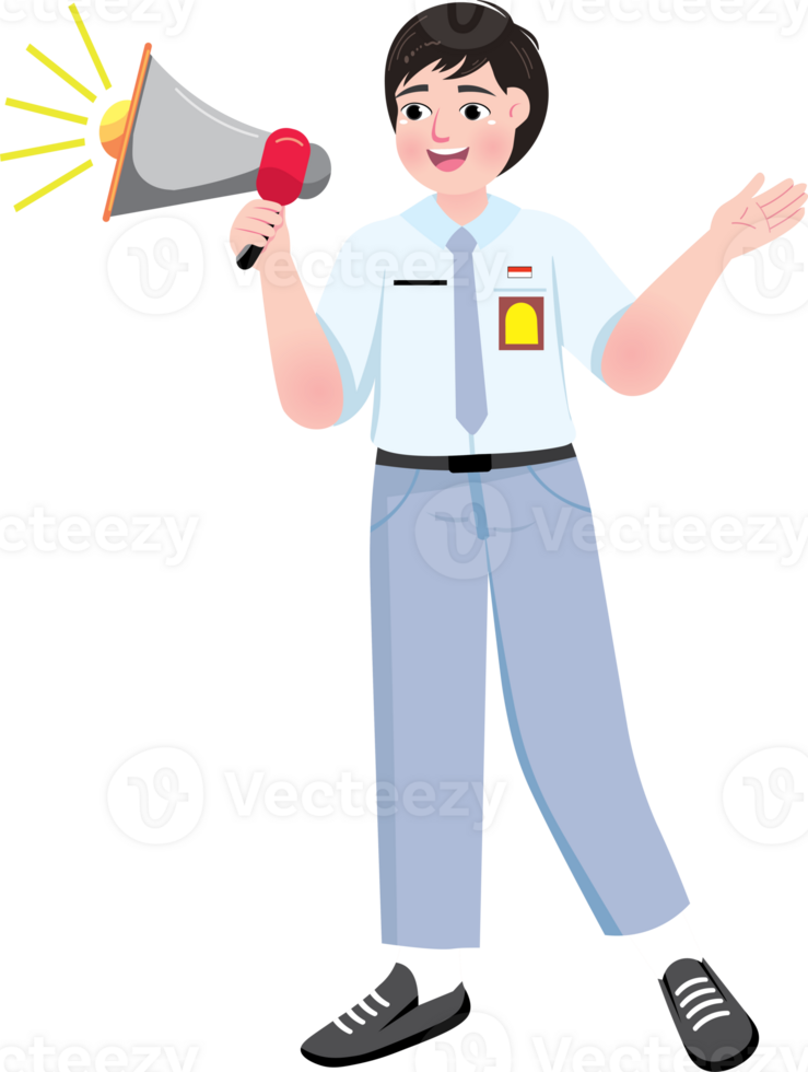 High School Boy Announcing School News with Microphone png