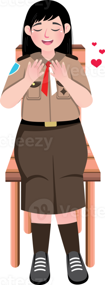 Joyful Scout Girl Embracing Self Love with a Smile png