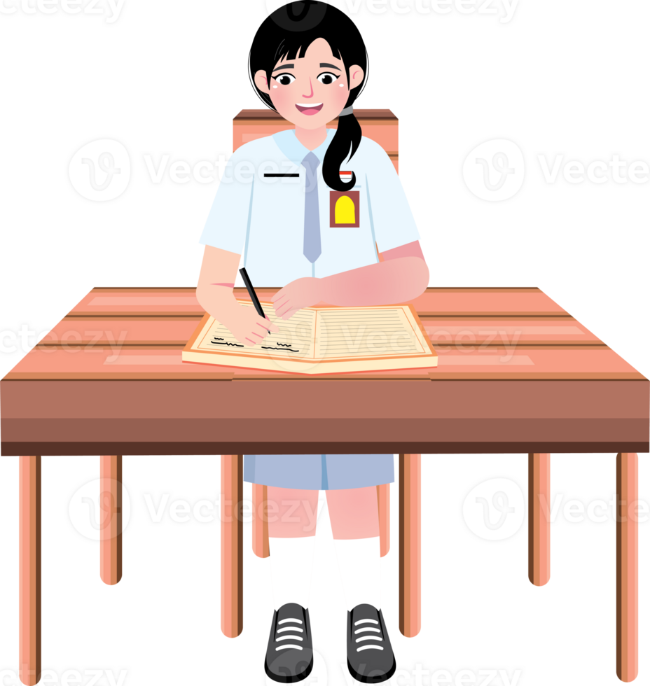 Senior High School Girl Writing Notes During Classroom Activity png