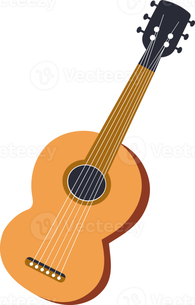Classic Acoustic Guitar with Elegant Wooden Body png